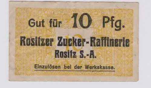 10 Pfennig Banknote Notgeld Rositzer Zucker Raffinerie um 1920 (121669)