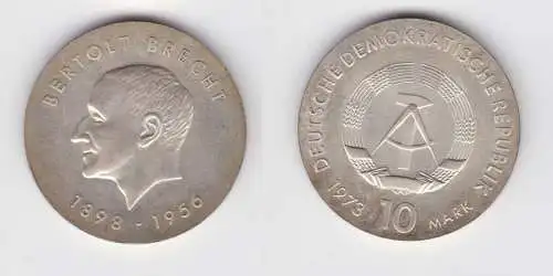 DDR Gedenk Silber Münze 10 Mark Bertholt Brecht 1973 (136939)