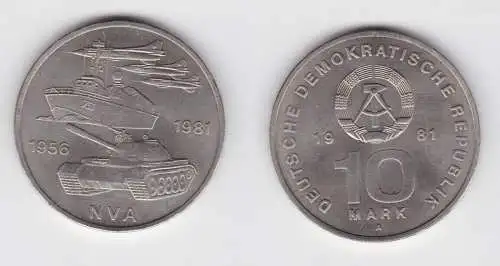 DDR Gedenk Münze 10 Mark 25 Jahre Nationale Volksarmee NVA 1981 vz (136637)