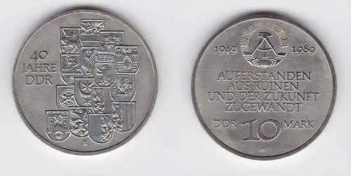 DDR Gedenk Münze 10 Mark 40.Jahrestag der DDR 1989 fast Stempelglanz (136458)