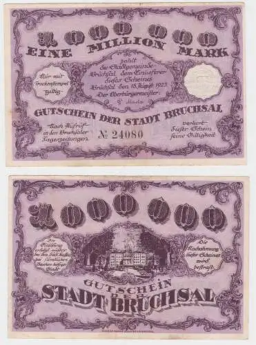 1 Million Mark Banknote Stadt Bruchsal 15.08.1923 (121300)