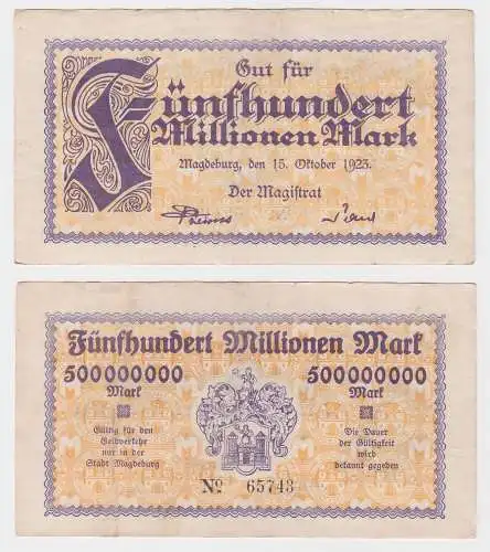 500 Millionen Mark Banknote Stadt Magdeburg 15.10.1923 (121490)