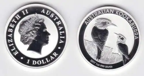 1 Dollar Silbermünze Australien Kookaburra 2017 Stempelglanz (117276)