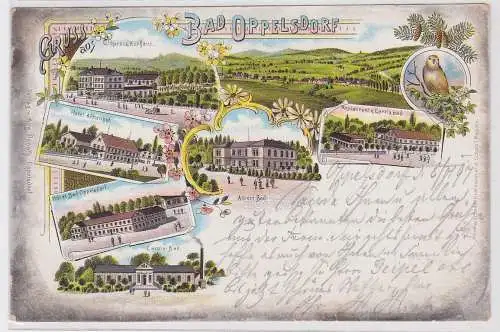 56667 Ak Lithographie Gruß aus Bad Oppelsdorf Hotels und Restaurant 1897