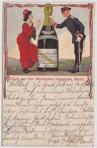 81823 Reklame Ak Gruß aus den Weinstuben Kempinski Berlin 1906