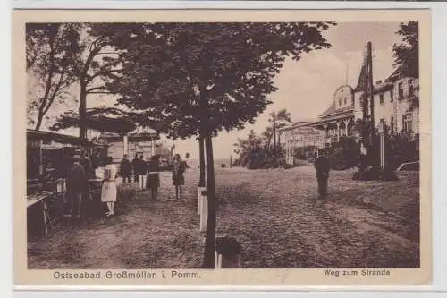16936 AK Ostseebad Großmöllen in Pommern (Mielno) - Weg zum Strande mit Café