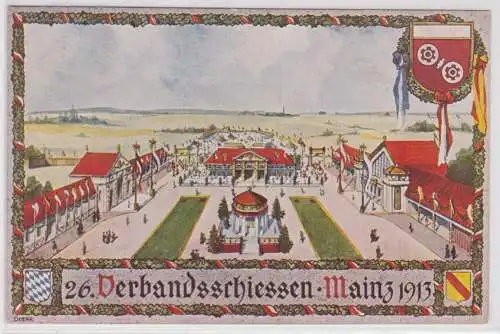 89698 Offizielle Fespostkarte Nr.4 vom 26.Verbandsschießen Mainz 1913