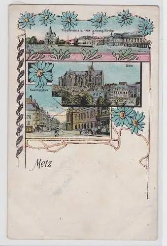 93626 Lithografie AK Metz - Dom, evang. Kirche, Theater- und Kammerplatz 1907