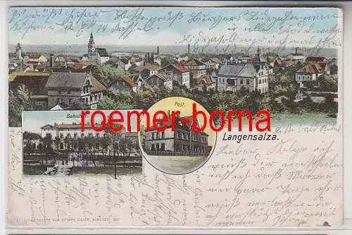 71252 Mehrbild Ak Langensalza Totalansicht, Bahnhof, Post 1907