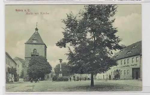 93655 AK Nebra an der Unstrut - Markt mit Kirche, Bahnpost 1911