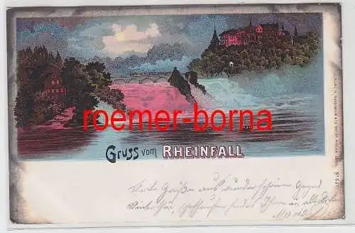 79103 Mondscheinkarte Gruß vom Rheinfall 1899