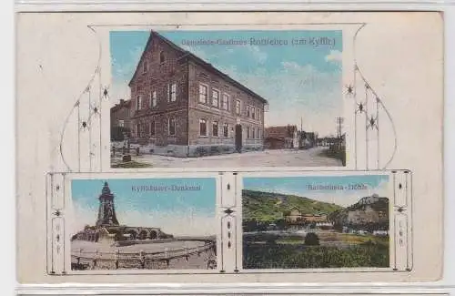 92424 AK Rottleben Gemeinde-Gasthaus, Barbarossa-Höhle, Kyffhäuser-Denkmal 1915