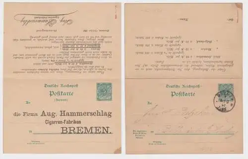 97294 DR Ganzsachen Postkarte P26 Aug. Hammerschlag Cigarren-Fabrikant 1891