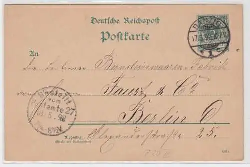 95947 DR Ganzsachen Postkarte P30II Danzig nach Berlin 1892
