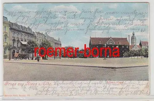 77003 Ak Gruss aus Riesa a. Elbe Albert Platz 1906