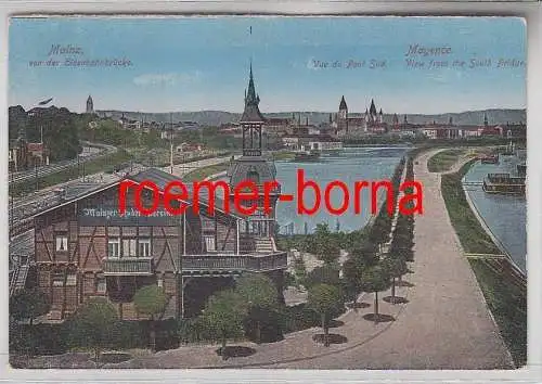 49663 Ak Mainz von der Eisenbahnbrücke mit Ruder-Verein um 1940