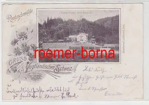 75590 Ak Gruss aus der Vogtländischen Schweiz Rentzschmühle Hotel Steinicht 1899