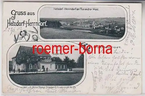 77519 Mehrbild Ak Gruss aus Hetzdorf-Herrndorf Restaurant zum Jägerhorn 1902