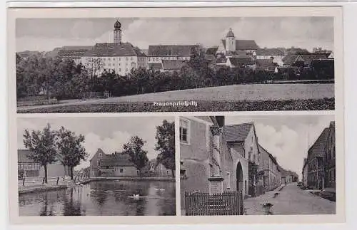 89093 Mehrbild Ak Frauenprießnitz Dorfteich, Dorfstraße usw. um 1940