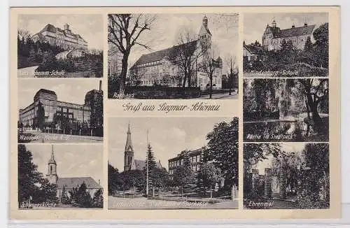 88785 Mehrbild AK Gruß aus Siegmar-Schönau - Schulen, Kirchen, Ehrenmal um 1930