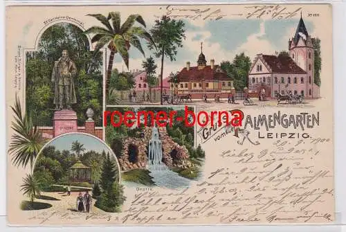 87181 Ak Lithographie Gruss vom Palmengarten Leipzig 1900