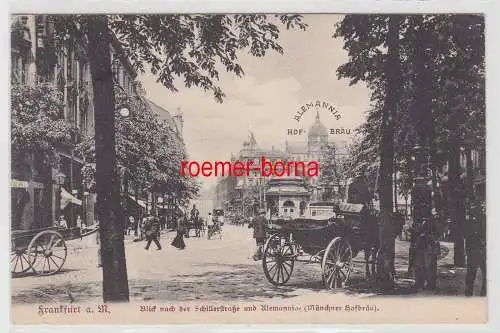 27784 Ak Frankfurt a.M. Blick nach der Schillerstraße mit Alemannia Hofbräu 1906