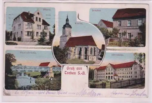 95022 Mehrbild Ak Gruß aus Treben S.-A. Altersheim, Schule, Pfarre 1915
