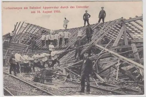 83989 Ak Verheerung am Bahnhof Appenweier durch das Unwetter 10.08.1905