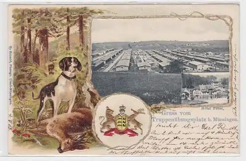 87015 Präge Ak Gruss vom Truppenübungsplatz b. Münsingen 1902