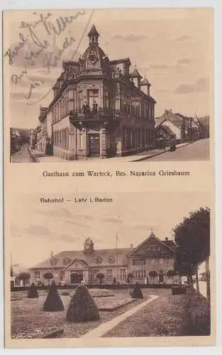 52062 Mehrbild Ak Lahr i. Baden - Bahnhof, Gasthaus zum Warteck 1930