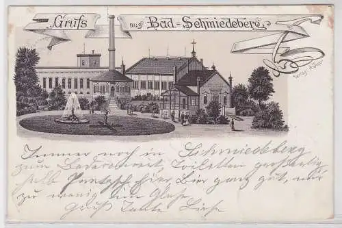 30883 Ak Gruß aus Bad Schmiedeberg, Städtisches Eisen Moorbad, 1898