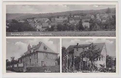 16725 Mehrbild Ak Bermbach über Weilburg Schule und Handlung Otto Volz um 1940