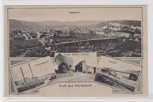 86533 Ak Gruß aus Mertendorf, Chamott-Fabrik, Bahnhof, Totalansicht, um 1930