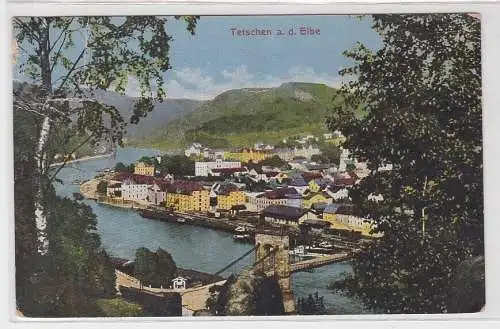 80642 Ak Tetschen a. d. Elbe Totalansicht um 1920