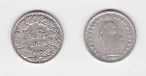 1/2 Franken Silber Münze Schweiz 1920 B ss (152503)