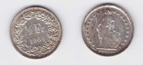 1/2 Franken Silber Münze Schweiz 1964 B vz/Stgl. (152411)