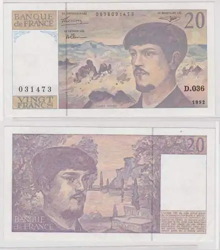 20 Franc Banknote Frankreich 1992 fast kassenfrisch UNC- (150885)