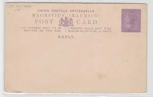 94065 seltene Ganzsachen Postkarte Mauritius 6 Cents lila um 1900