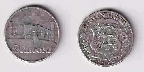 2 Krooni Silber Münze Estland 1930 Schloß Tallin f.vz (166379)