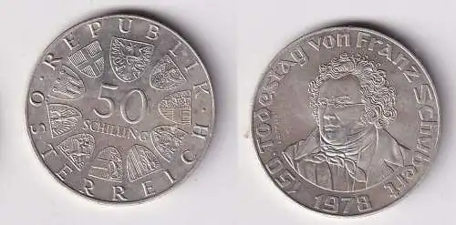 50 Schilling Silber Münze Österreich Franz Schubert 1978 vz/Stgl. (166638)