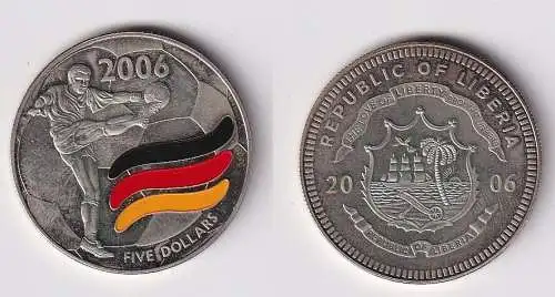 5 Dollar Farb Münze Liberia 2006 Fussball WM 2006 Deutschland (166526)