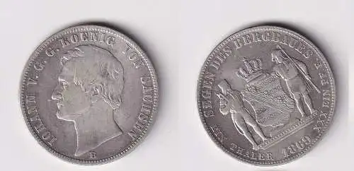 1 Bergbautaler Silber Münze Sachsen Johann 1869 B (166486)