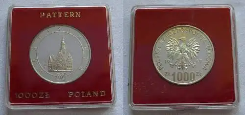 1000 Zloty Silber Münze Polen Rathaus Breslau Probe 1987 PP (106376)