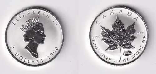 5 Dollar Silber Münze Kanada Meaple Leaf 2000 1 Unze Feinsilber (166168)