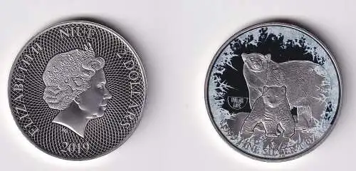 Niue 2 Dollar 2019  1 Oz Silber Rhodium Farbe Eisbär Polar Life (163902)