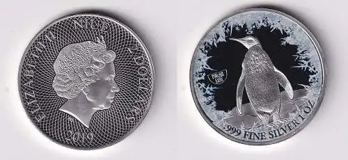 Niue 2 Dollar 2019  1 Oz Silber Rhodium Farbe Pinguin Polar Life (161588)