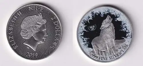 Niue 2 Dollar 2019  1 Oz Silber Rhodium Farbe Polarwolf Polar Life (166750)