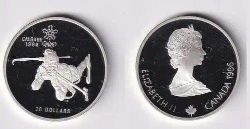 20 Dollar Silber Münze Canada Kanada Olympiade Calgary 1988 Biathlon PP (166101)