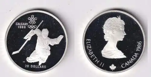 20 Dollar Silber Münze Canada Kanada Olympiade Calgary 1988 Eishockey PP(166607)