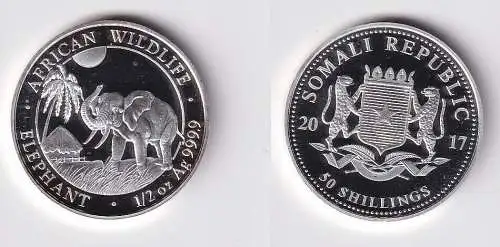 50 Schilling Silber Münze Somalia 2017 Elefant PP (154017)